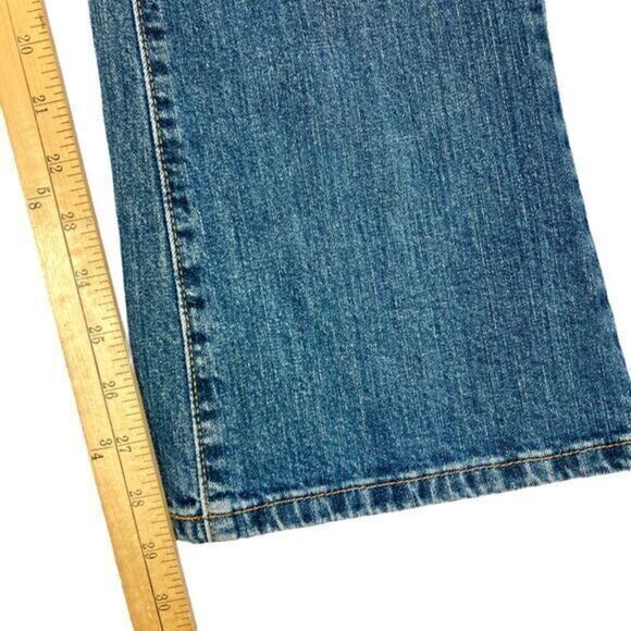Calvin Klein Bootcut Jeans Womens 8 Blue Med Washed Distressed Flare Leg Denim - Picture 13 of 15